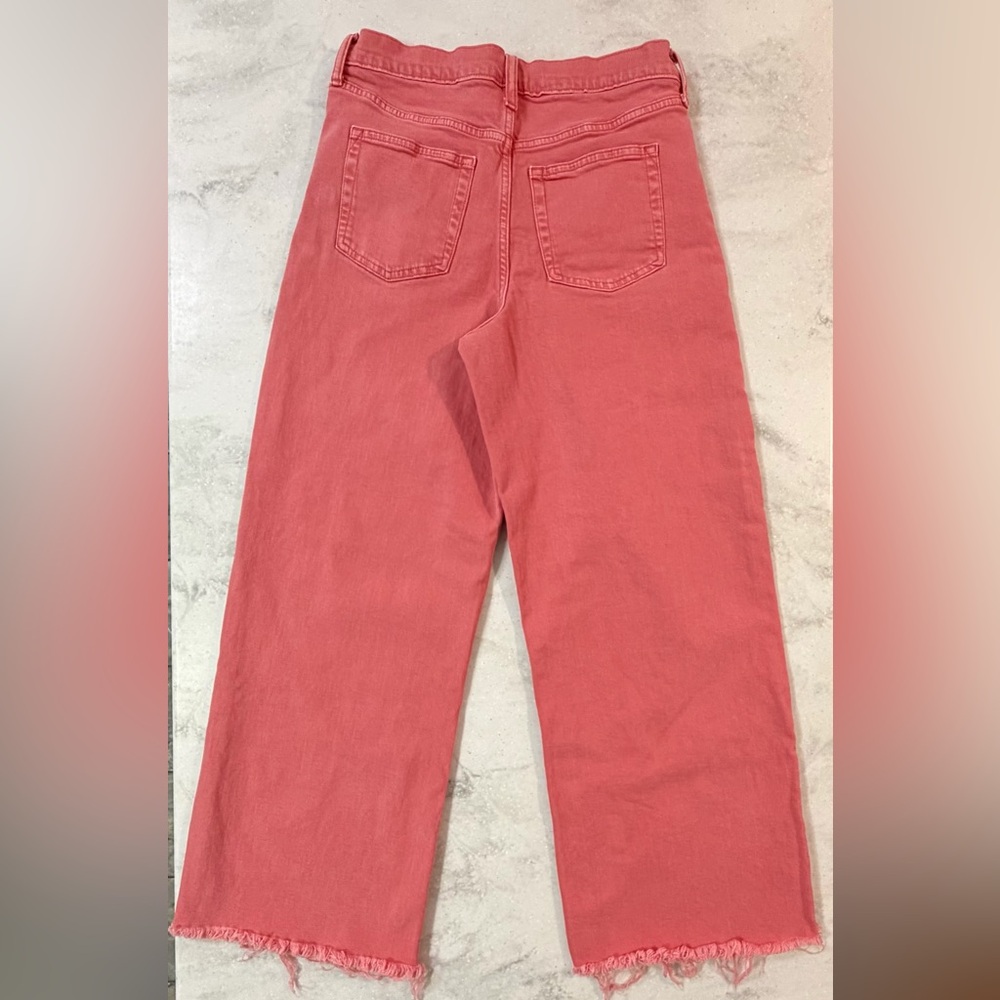 EUC GAP High Rise Stride Ankle Wide-Leg Fresh Coral Pink Jeans Size 30/10 Tall - Picture 4 of 4